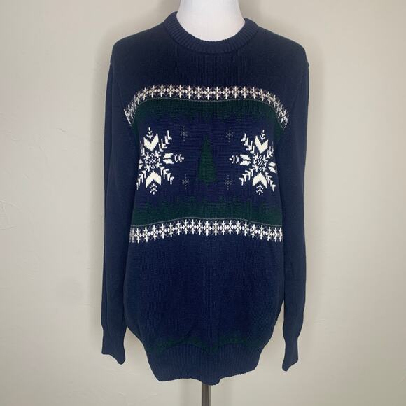 Dockers Blue Green Snowflake Sweater Medium - Picture 1 of 8